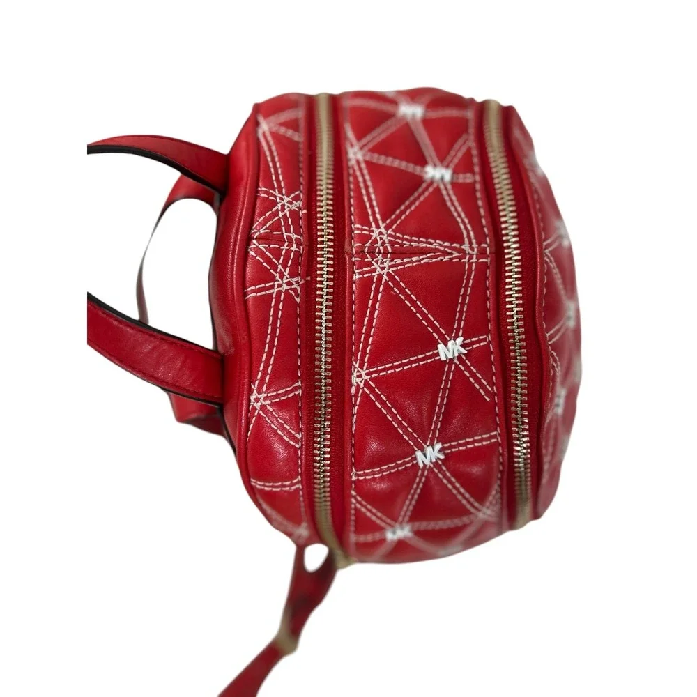 Michael Kors Rhea Medium Zip Quilted Leather Backpack – Bright Red